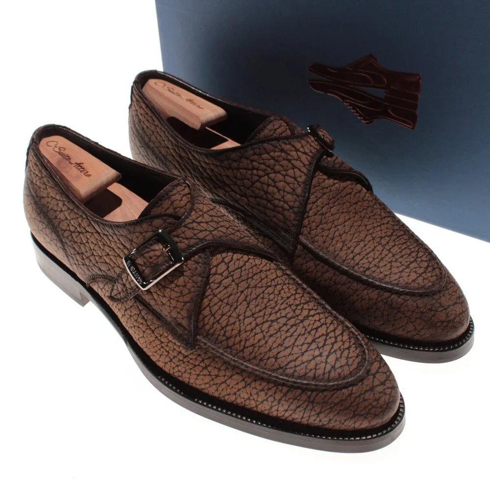 Di Bianco NWB Single Monk Strap Dress Shoes Size 9 US in Brown Leather